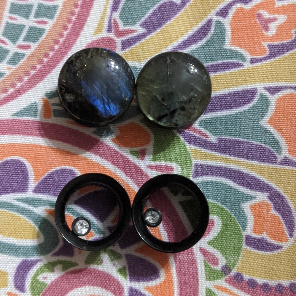 14mm 9/16 inch labradorite and crystal tunnel